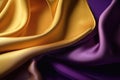 Closeup of rippled yellow and purple satin silk fabric. Generative AI Royalty Free Stock Photo