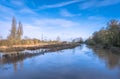 Closeup of the river of Attingham Park in Shrewsbury, England