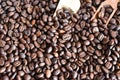 Closeup of roasted coffee beans