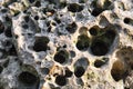 Closeup rock erosion holes . Texture background Royalty Free Stock Photo