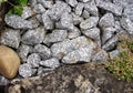 Part of the rock garden with decorative gravel and natural stones   2 Royalty Free Stock Photo