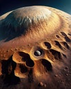 A closeup of a rocky planet with an impressive and detailed array of craters and mountains on its surface. Zodiac