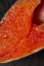 Closeup of roe in slice of salted sun-dried bream