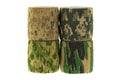 Closeup rolls of fabric camouflage pattern stretchable bandage t Royalty Free Stock Photo