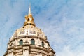 Closeup of the rooftop of the National Residence of Invalids in Paris