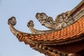 Closeup of rooftop tiles and ornamentation at the Temple of Literature, Hanoi, Vietnam Royalty Free Stock Photo