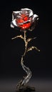 Closeup Rose Metal Base Glass Sculpture Dazzling Gem Hilt Red Go Royalty Free Stock Photo