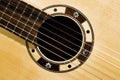 Closeup of rosette sound hole of an acoustic guitar Royalty Free Stock Photo