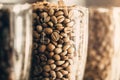 Closeup rosted coffee bean. arabica coffee bean Royalty Free Stock Photo