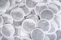 Closeup round tea bags background Royalty Free Stock Photo