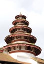 Closeup of round tower at the corner in Nasal Chowk Courtyard of Hanuman Dhoka Durbar Square