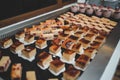 Closeup of a row of the delicious freshly baked biscuits for the party Royalty Free Stock Photo