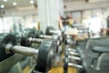 Closeup Rows of dumbbells in the gym