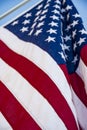 Closeup of ruffled American flag. Stars and Stripes Royalty Free Stock Photo