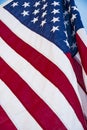 Closeup of ruffled American flag. Stars and Stripes Royalty Free Stock Photo