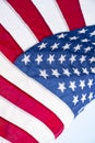 Closeup of ruffled American flag. Stars and Stripes Royalty Free Stock Photo