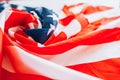 Closeup of ruffled American flag. Toned picture Royalty Free Stock Photo