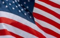 Closeup of American flag waving in the wind Royalty Free Stock Photo