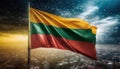 Lithuania Flag Waving on the wind Royalty Free Stock Photo