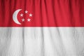 Closeup of Ruffled Singapore Flag, Singapore Flag Blowing in Wind Royalty Free Stock Photo