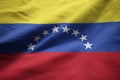 Closeup of Ruffled Venezuela Flag, Venezuela Flag Blowing in Wind