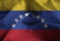 Closeup of Ruffled Venezuela Flag, Venezuela Flag Blowing in Wind