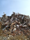 Ruins of demolished apartments