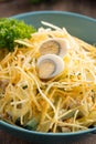 Russian salad wood grouse nest with potato chips