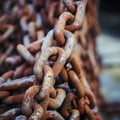closeup of rusted chains from ship
