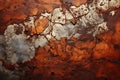 Closeup Of Rusted Metal Surface With White And Brown Paint