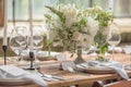 Closeup of Rustic Wedding Table Decorations for Guests at a Wedding or Birthday Party Royalty Free Stock Photo