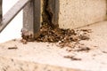 Closeup of a rusty iron pillar