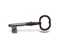 Closeup rusty old vintage key white background Royalty Free Stock Photo