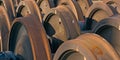 Closeup of rusty train wheels Royalty Free Stock Photo