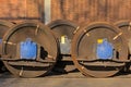 Closeup of rusty train wheels