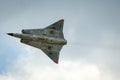 Closeup for Saab 35 Draken in flight