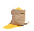 Closeup of sack with corn flour.