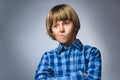 Closeup sad boy with worried stressed face expression Royalty Free Stock Photo