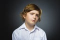 Closeup sad boy with worried stressed face expression Royalty Free Stock Photo