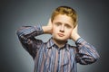 Closeup sad boy with worried stressed face expression Royalty Free Stock Photo