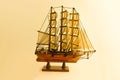 Closeup, Sailboat model on a white background