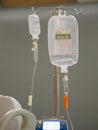 Saline Drip control machine in ward at the hospital Royalty Free Stock Photo