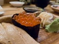 Closeup of salmon roe Gunkanmaki Royalty Free Stock Photo