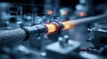 Closeup of a sample hightemperature superconducting cable being tested for electrical resistance with measuring Royalty Free Stock Photo
