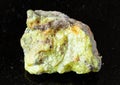 unpolished native Sulphur (Sulfur) rock on black