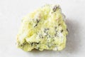 unpolished native Sulphur (Sulfur) rock on white