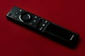 Closeup of Samsung smart TV remote control with buttons to access Amazon Prime and Netflix Royalty Free Stock Photo