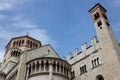 Closeup of the San Vigilio Cathedral or Duomo di Trento in Romanesque and Gothic style Royalty Free Stock Photo