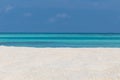 Closeup sea sand sky beach. Panoramic beach landscape. Inspire tropical beach seascape horizon. Royalty Free Stock Photo