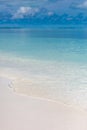 Beautiful background of tropical beach, Blue sky with awesome clouds, turquoise ocean with clear sand Royalty Free Stock Photo